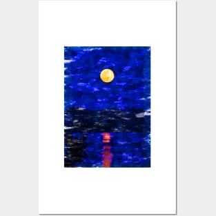 Bright Full Moon Lake Reflection. For Moon Lovers Posters and Art